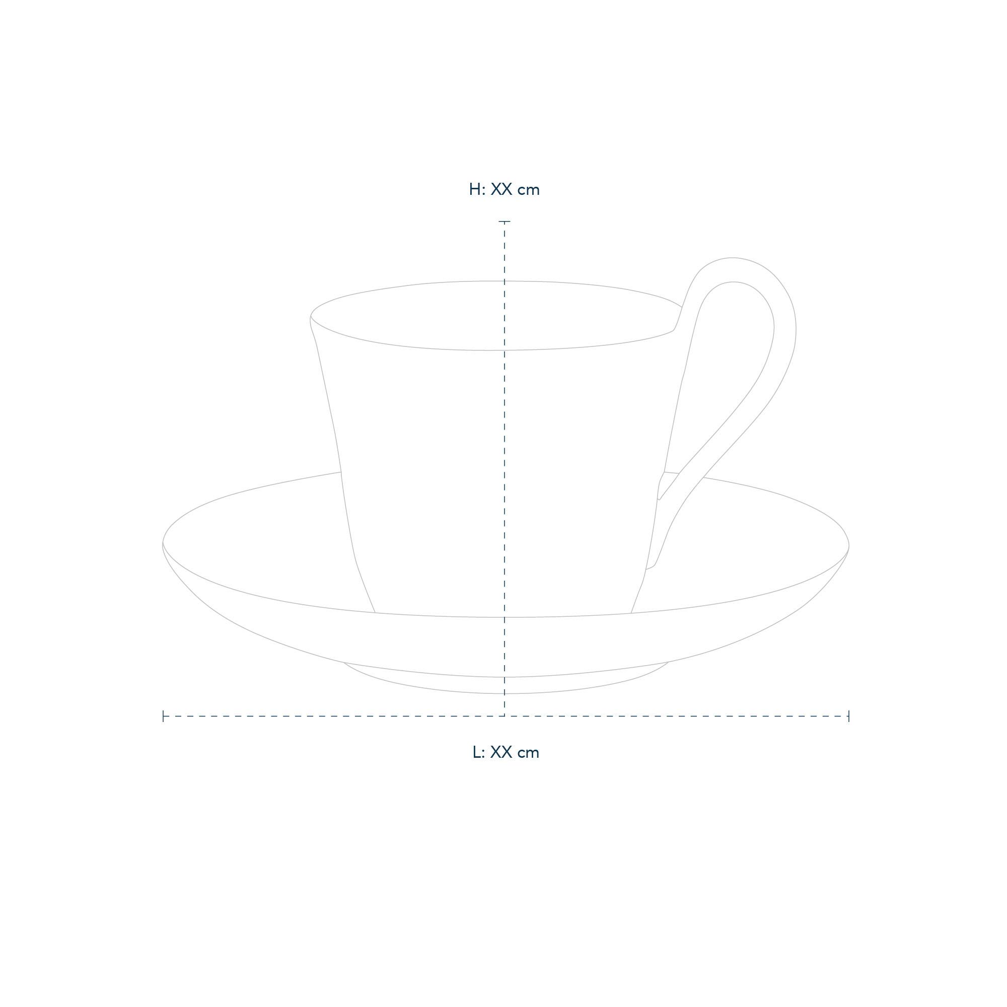 Line Drawing of Star Fluted Cup and Saucer 24cl